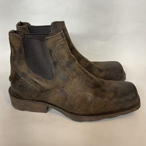 Ariat Midtown Rambler Chelsea Ankle Boots Men 9D Cowboy Barn Brown Leather